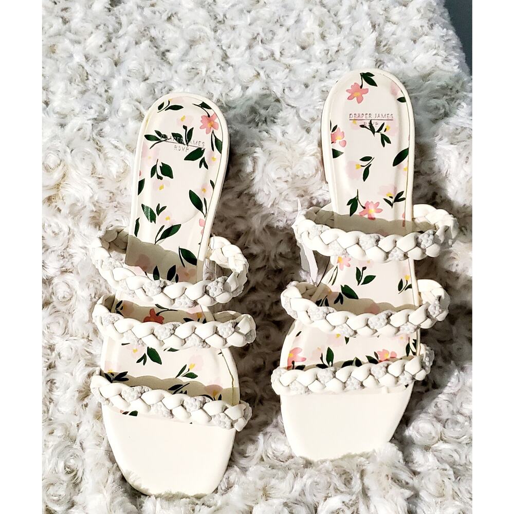 Draper James NEW RSVP Braided White Sandals Size 7.5 Flats Wedding Guest College